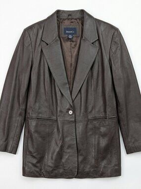 Stunning Dark Coffee Brown 1XL 100% Genuine Leather Blazer